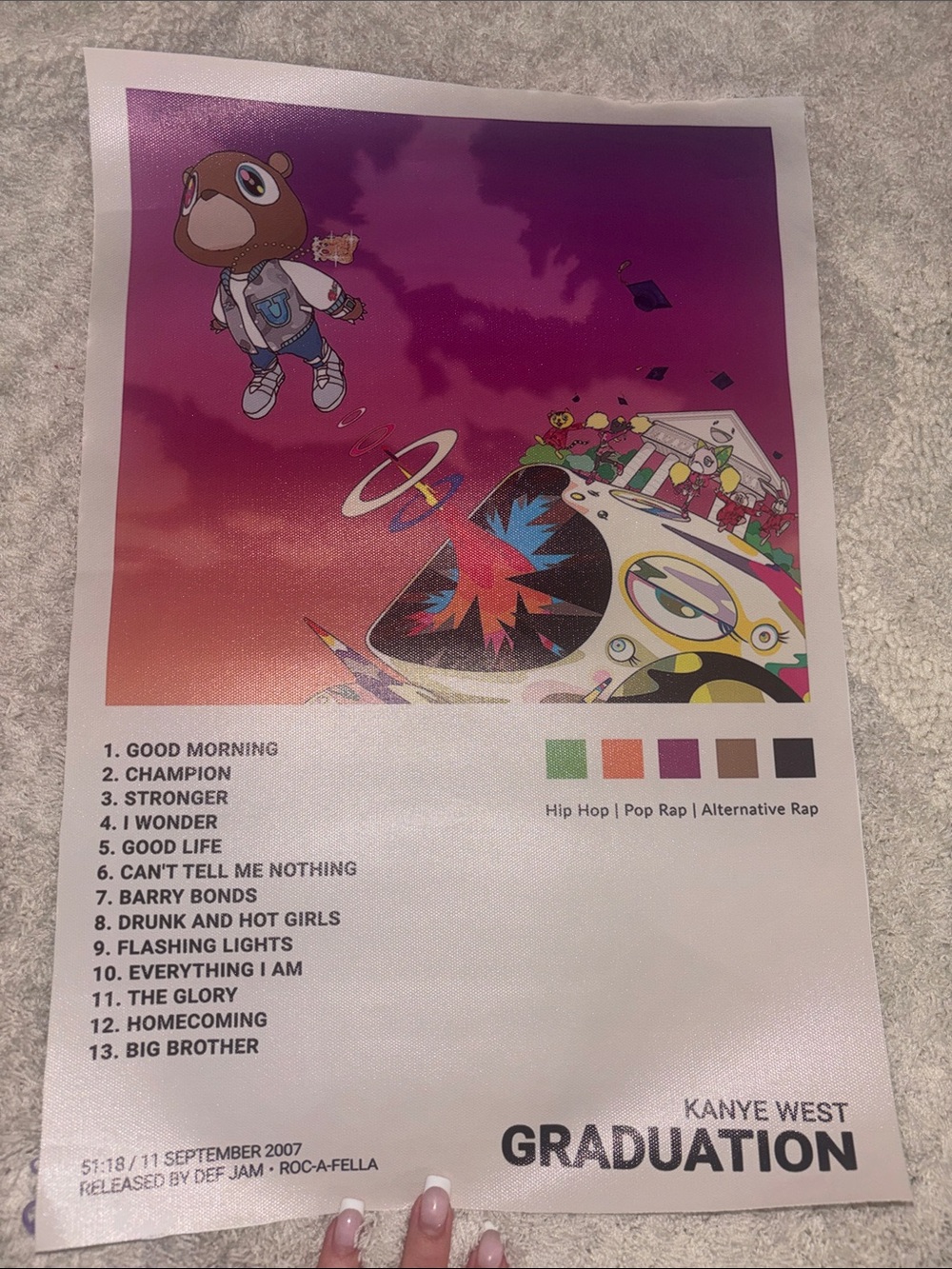 Graduation Album Kanye West Art Poster - Purple Graphic Wall Print